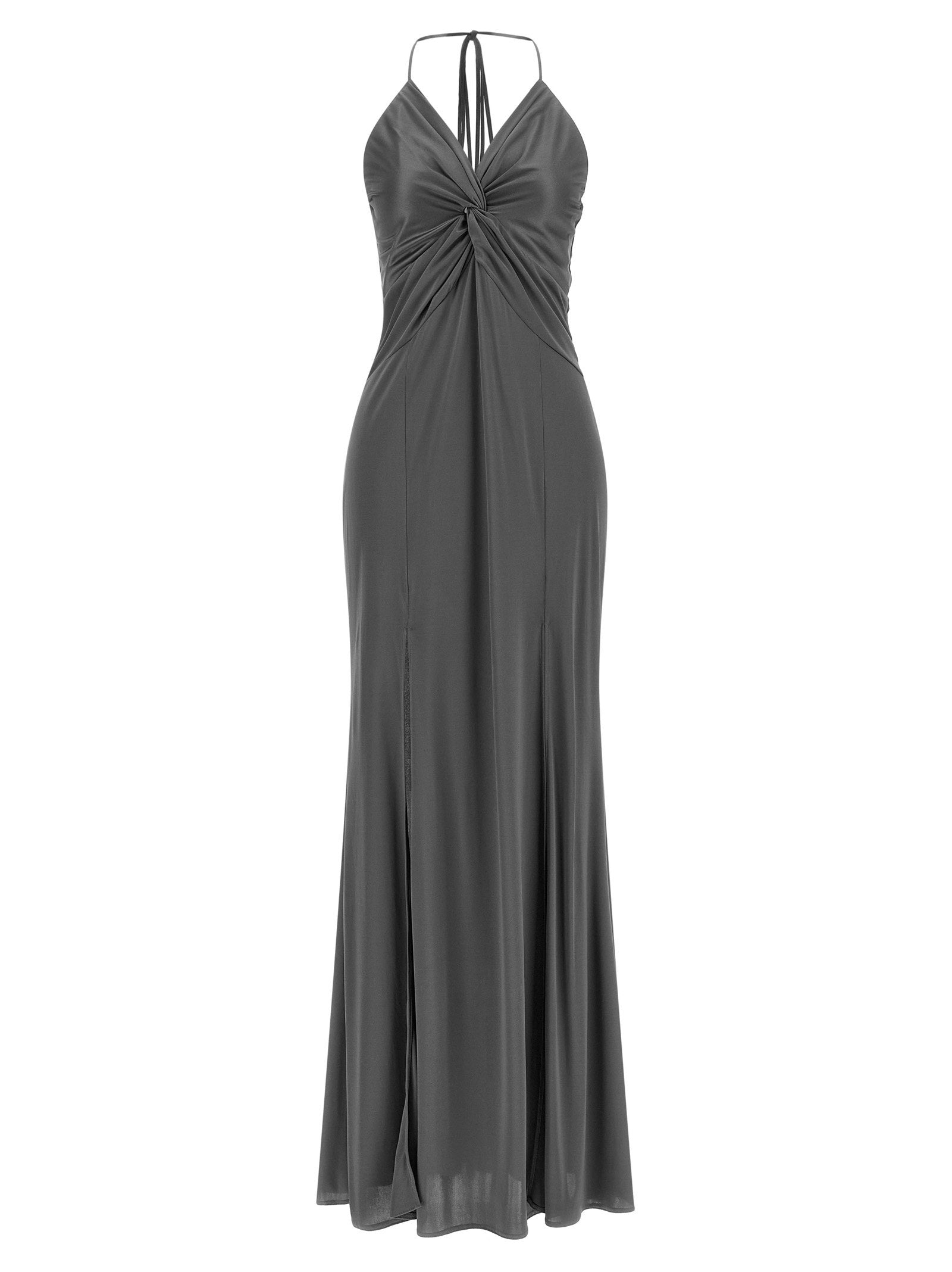 Pinko Draped Knot Front Dress — Gray