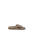 Men's Beige Calf Leather Bos Taurus Flat Sandals