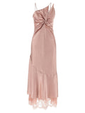 Pinko Satin and Lace Dress — Mauve