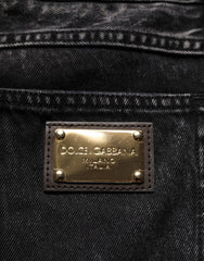 Men's Black Distressed Cotton Straight Denim Jeans Clothing