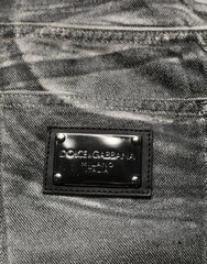 Men's Grey Washed Mid Waist Straight Denim Jeans Cotton Clothing