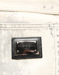 Beige Tie Dye Cotton Straight Men Denim Jeans Elastane Clothing
