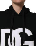 Women's Blackwhite Appliqué Hooded Sweatshirt Sweater Black Cotton Clothing