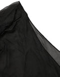 Women's Black Wrap Sheer Chiffon One Shoulder Top Silk