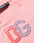 Women's Pink Cotton Dg Logo Round Neck Tank T-Shirt
