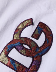 Women's White Cotton Dg Logo Patch Crew Neck T-Shirt