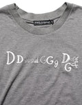 Women's Gray Logo Embroidery Short Sleeve T-Shirt Cotton