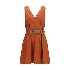 Women's Orange Cotton Casual Dress