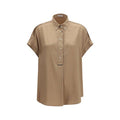 Women's Beige Silk Shortsleeve Shirt