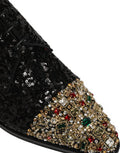 Black Sequin Embellished Men Derby Dress Shoes Leather