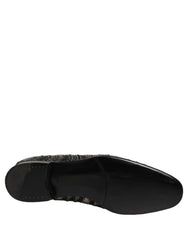 Men's Black Silver Embellished Slip On Loafers Shoes Leather