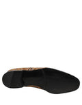 Beige Brocade Men Slip On Dress Loafers Shoes Leather
