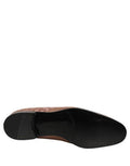 Pink Brocade Men Slip On Dress Loafers Shoes Leather