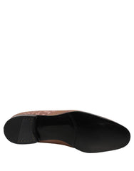 Pink Brocade Men Slip On Dress Loafers Shoes Leather