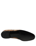 Gold Brocade Baroque Men Loafers Shoes Leather