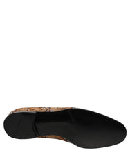 Gold Brocade Baroque Men Loafers Shoes Leather