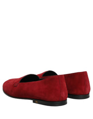 Men's Suede Logo Loafer Red Leather
