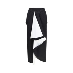 Women's Black Wool Oves Aries Midi Skirt