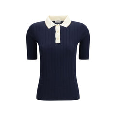 Women's Blue Wool Oves Aries Polo Shirt