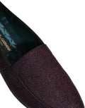 Men's Maroon Glitter Lurex Logo Dress Loafers Shoes Leather