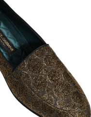 Gold Lurex Glitter Men Slip On Loafers Shoes Leather