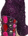 Women's Purple Crystal Lurex Fantasy High Boots Shoes Leather