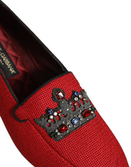 Men's Red Crown Embellished Dress Loafers Shoes Leather