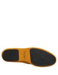 Yellow Velvet Slip On Men Dress Loafers Shoes Leather