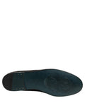 Black Glitter Brocade Men Dress Loafers Shoes Leather