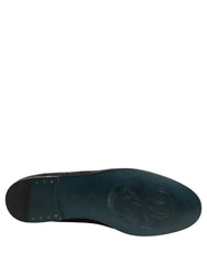 Black Glitter Brocade Men Dress Loafers Shoes Leather