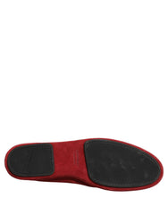 Men's Red Suede Cross Slip On Dress Loafers Shoes Leather