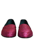 Men's Pink Glitter Lurex Logo Dress Loafers Shoes Leather