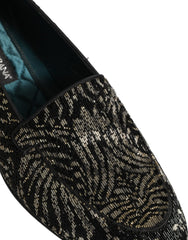Men's Black Silver Embellished Dress Loafers Shoes Leather
