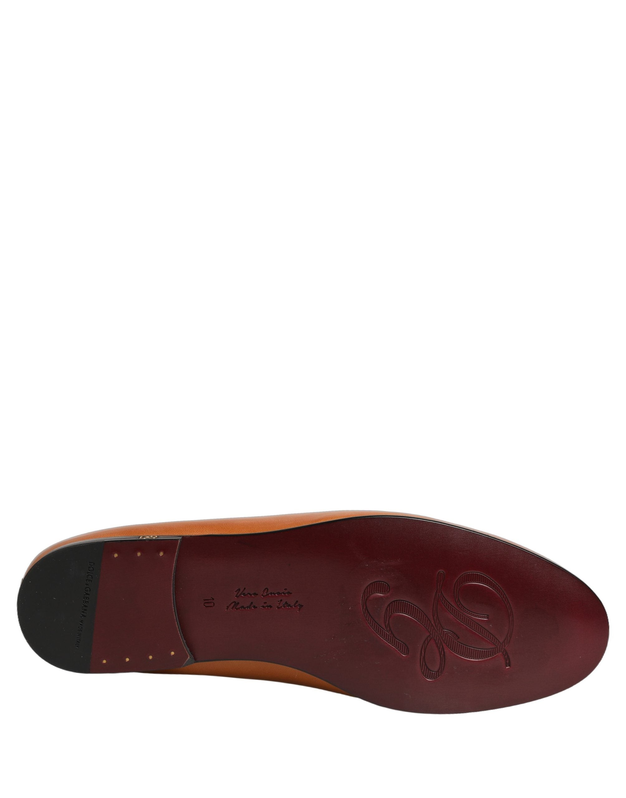 Dolce & Gabbana Leather Logo Loafer — Brown