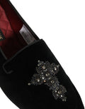 Men's Black Suede Embellished Dress Loafers Shoes Leather