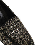 Men's Black Crystal Embellished Dress Loafers Shoes Leather