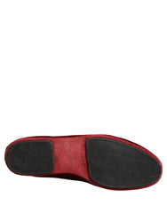 Men's Velvet Slip-On Loafer Red Leather
