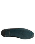 Men's Blue Jacquard Leather Slip On Loafers Shoes