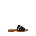 Women's Black Cotton Flat Sandals