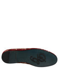 Men's Red Velvet Floral Embroidery Loafers Shoes Leather