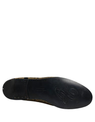 Men's Gold Jacquard Leather Slip On Loafers Shoes
