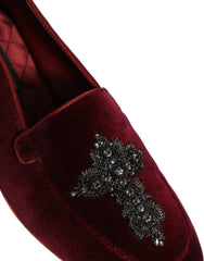 Red Suede Embellished Men Dress Loafers Shoes Leather