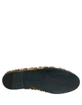 Men's Gold Sequin Embellished Dress Loafers Shoes Leather