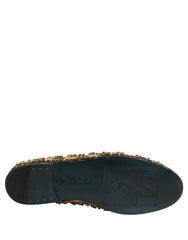 Men's Gold Sequin Embellished Dress Loafers Shoes Leather