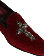 Men's Maroon Suede Cross Slip On Dress Loafers Shoes Leather