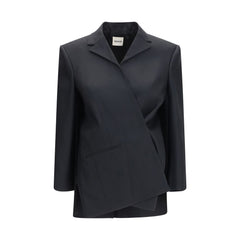 Women's Black Wool Oves Aries Full-Length Jacket Clothing