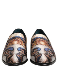 Men's Multicolor Fruit Print Velvet Loafers Shoes Leather