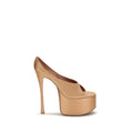 Women's Beige Silk Platform Pumps