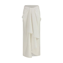 Women's White Wool Oves Aries Long Skirt