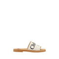 Women's White Cotton Flat Sandals